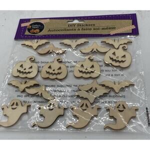 DIY Crafter Square Wood Stickers Halloween New 5 Pack